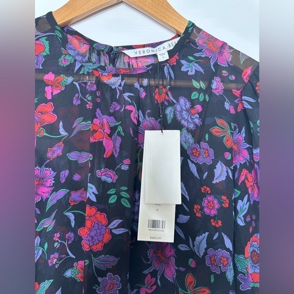 VERONICA BEARD Robin floral ruffle crepe mini dress 0 NWT - Picture 8 of 9